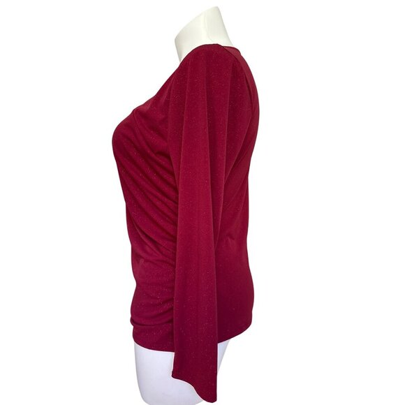 Vince Camuto Asymmetric Cutout Top, Long Sleeve Sparkle Red Women's Size XL - Picture 6 of 9